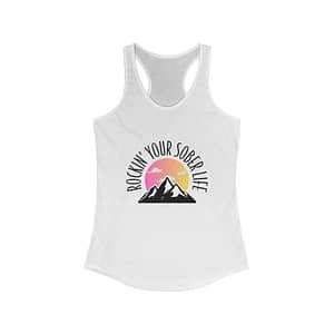 Women's “Mountain Mindset” Racerback Tank (Sunset)