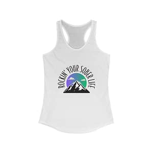 Women's “Mountain Mindset” Racerback Tank – (Purple/Green)