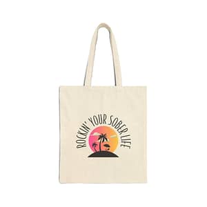 "Beach Life" Cotton Canvas Tote Bag  (Sunset)